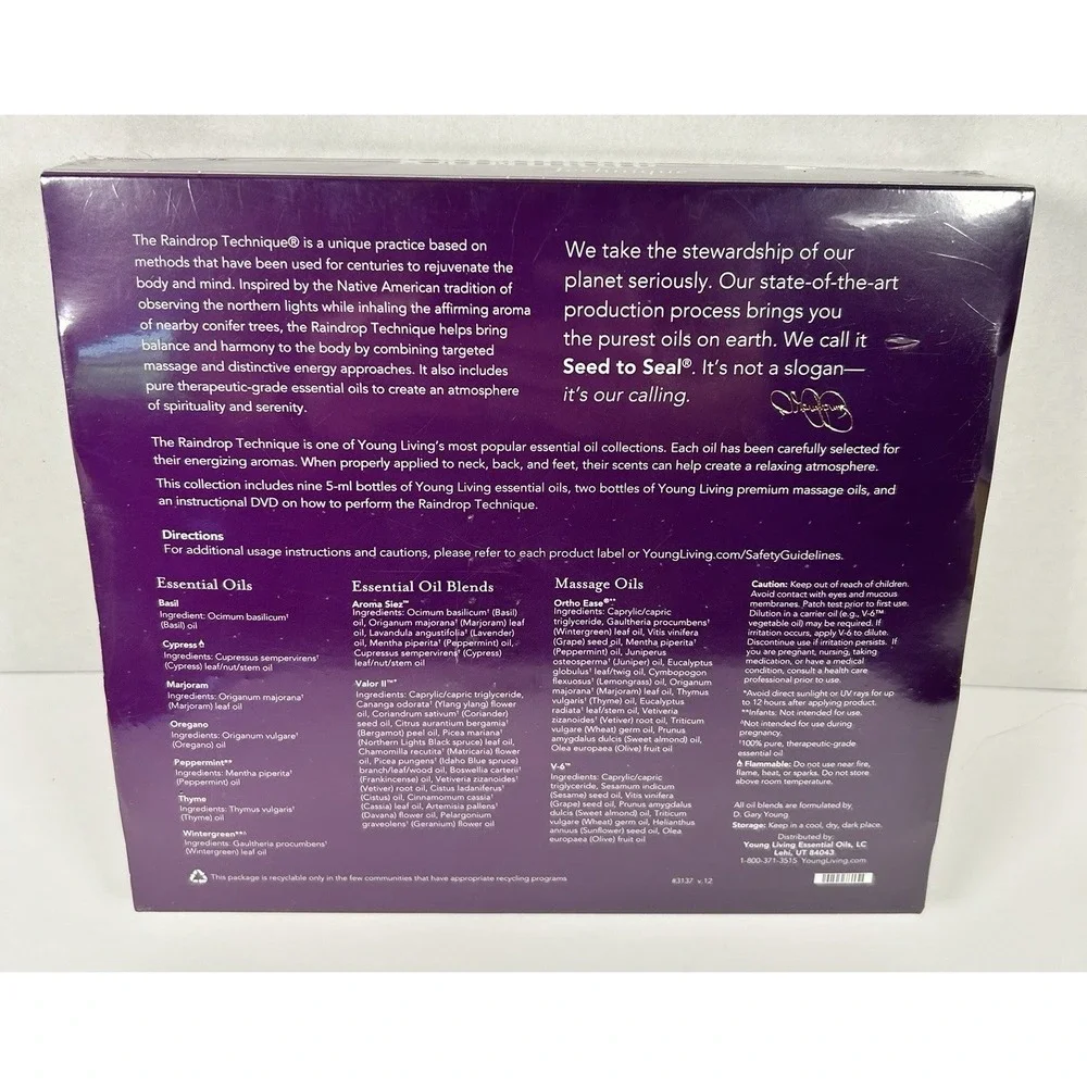 Young Living Raindrop Technique Essential Oil Collection Kit NEW/SEALED - Picture 2 of 3